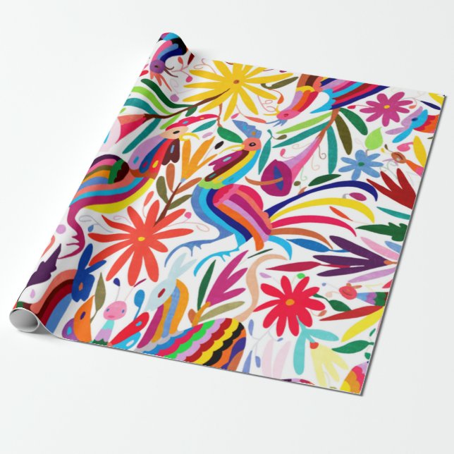 Cadeau Papier d'emballage d'impression couleur Otomi (Déroulé)