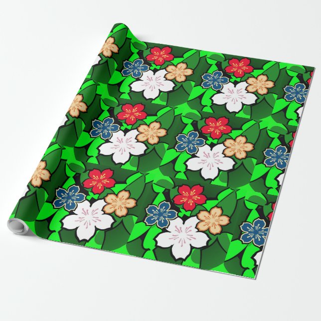 Cadeau Papier d'emballage d'impression de fleurs (Déroulé)