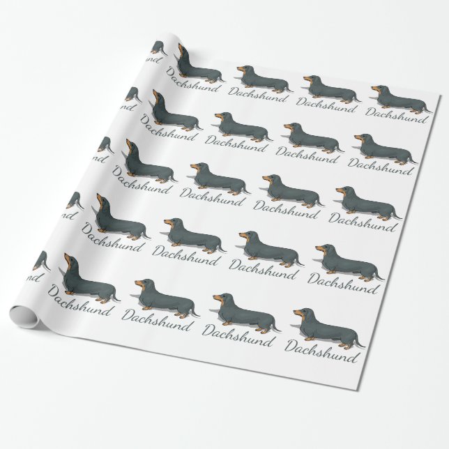 Cadeau Papier d'emballage d'impression de teckel partout (Déroulé)