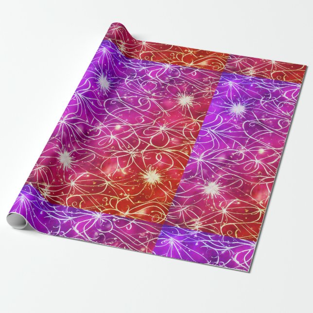Cadeau Papier d'emballage d'impression rose chic. (Déroulé)