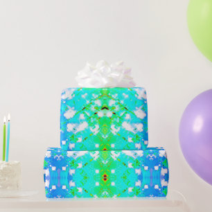 Cadeau Papier d'emballage d'impression turquoise et verte