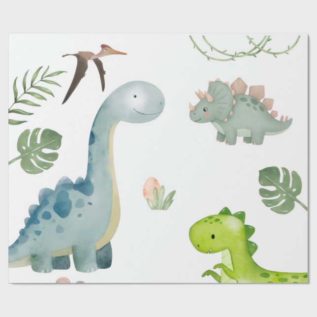 Cadeau Papier d'emballage dinosaure (Plat)