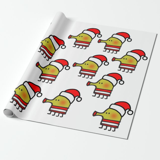 Cadeau papier d'emballage doodle saut noël (Déroulé)