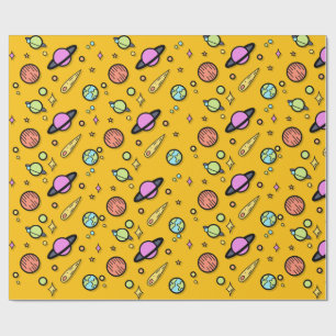 Cadeau Papier d'emballage Doodle spatial coloré