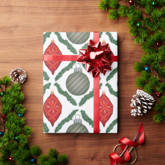Cadeau Papier d'emballage d'ornements de Noël rouge class (Cadeau de vacances)