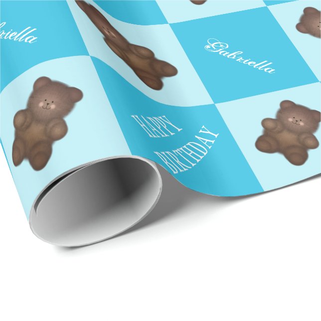 Cadeau Papier d'emballage d'ours Brown (Coin rond)