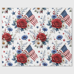 Cadeau Papier d'emballage - Drapeau américain floral patr