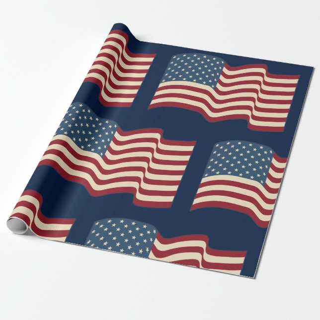 Cadeau Papier d'emballage Drapeau Américain Rustique  (Déroulé)