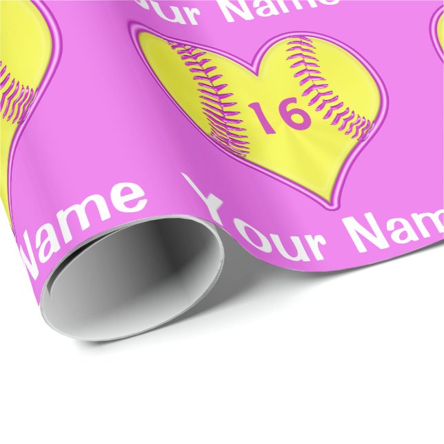 Cadeau Papier d'emballage du base-ball avec le NOM, (Coin rond)