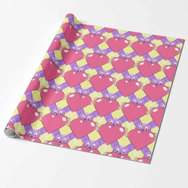 Cadeau papier d'emballage du coeur (Déroulé)