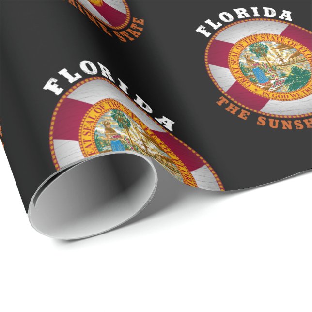 CADEAU PAPIER D'EMBALLAGE DU DRAPEAU DE L'ÉTAT DE FLORIDE (Coin rond)
