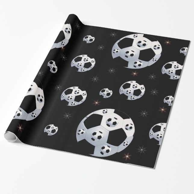 Cadeau Papier d'emballage du football de l'espace (Déroulé)