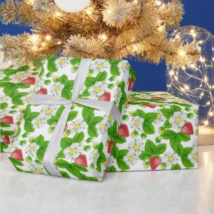 Cadeau Papier d'emballage du jardin de fraises