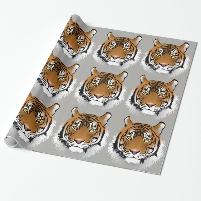 Cadeau Papier d'emballage du visage de tigre (Déroulé)