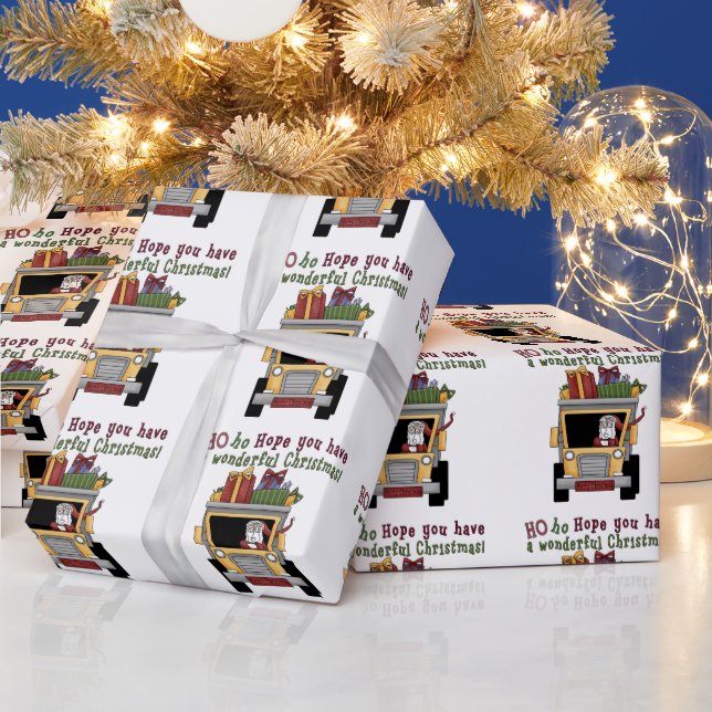 Cadeau Papier d'emballage Dump Truck Père Noël Holiday (Vacances)