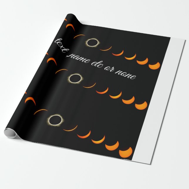 Cadeau papier d'emballage éclipse solaire noir orange (Déroulé)