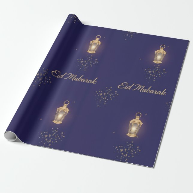 Cadeau Papier d'emballage Eid Bleu (Déroulé)