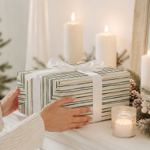 Papier d'emballage élégant à rayures d'hiver aquar