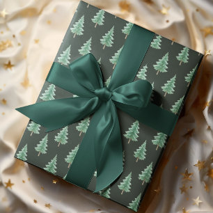 Cadeau Papier d'emballage élégant arbre de Noël aquarelle