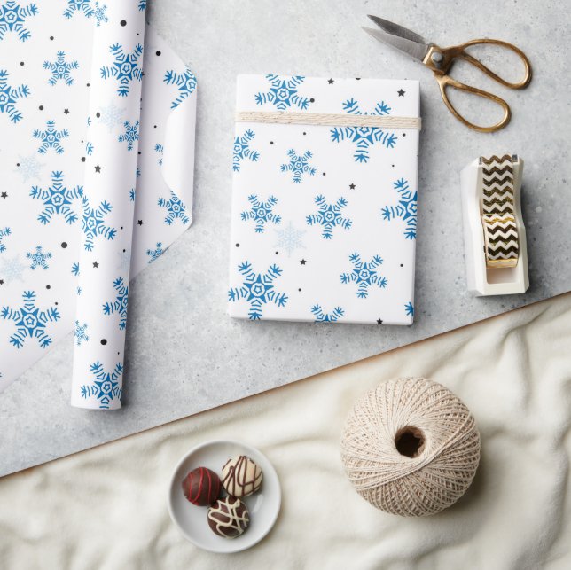 Cadeau Papier d'emballage élégant blanc et bleu foncé à m (Artisanat)