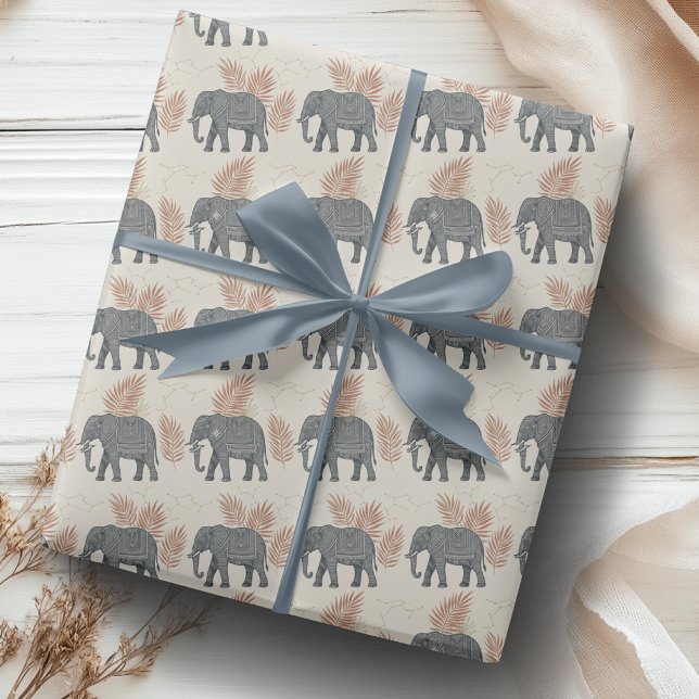 Cadeau Papier d'emballage élégant Boho Eléphant (Créateur téléchargé)
