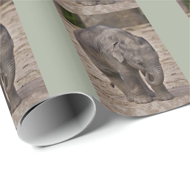 Cadeau Papier d'emballage Éléphant de bébé (Coin rond)