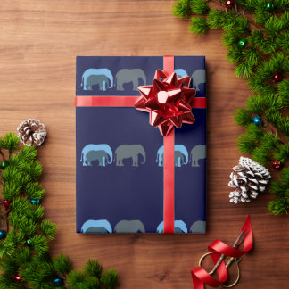 Cadeau Papier d'emballage Eléphants Bleus