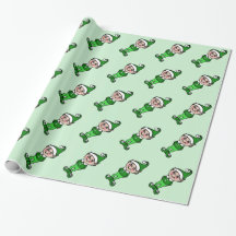 Papier d'emballage Elfe de Noël vert Elfes