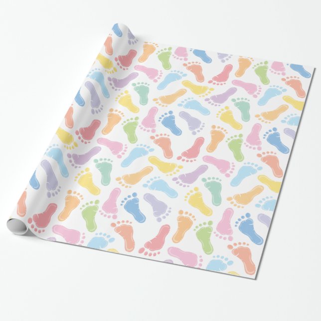 Cadeau Papier d'emballage Empreintes de Bébé (Déroulé)