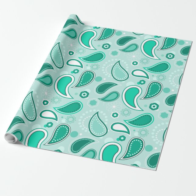 Cadeau papier d'emballage en cachemire vert (Déroulé)