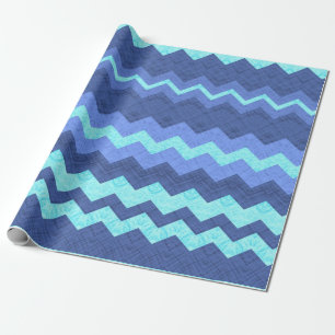 Cadeau papier d'emballage en chevron bleu