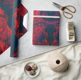 Cadeau Papier d'emballage en marbre rouge et noir