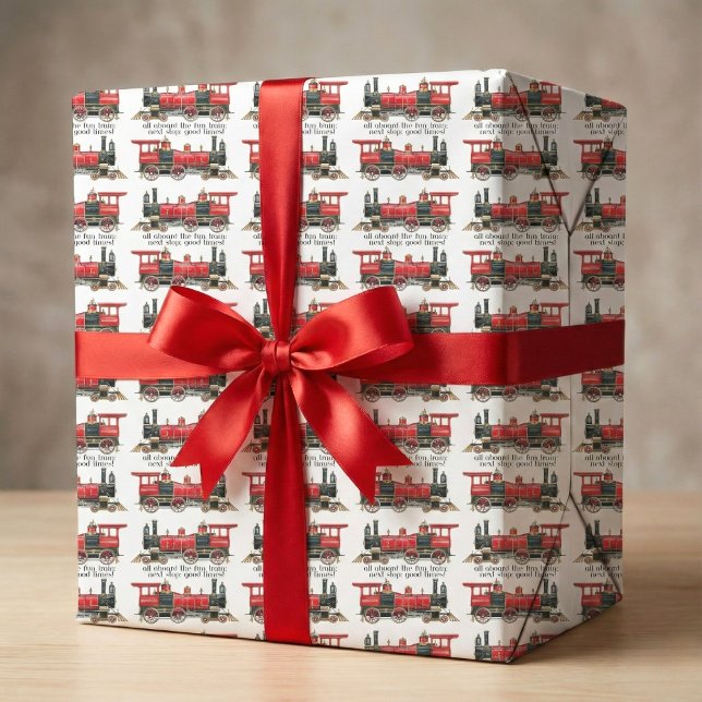 Cadeau Papier d'emballage esthétique de train vintage (Next stop: great gifts.)