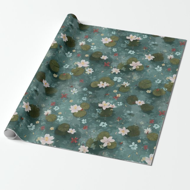 Cadeau Papier d'emballage Étang de nénuphars (Déroulé)