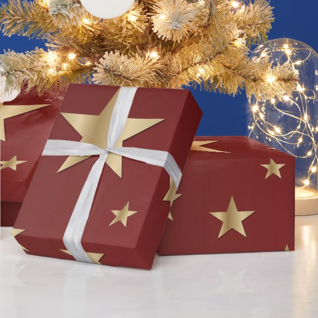 Cadeau Papier d'emballage Étoiles Dorées (Vacances)