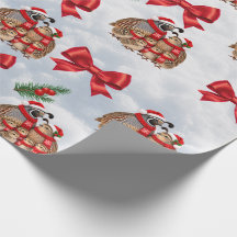 Papier d'emballage Famille de Cailles de Noël