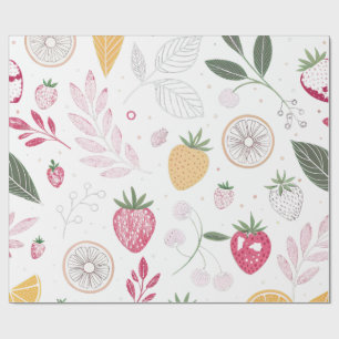 Cadeau Papier d'emballage fantaisiste fraise et floral