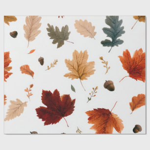 Cadeau Papier d'emballage Feuilles d'automne & glands