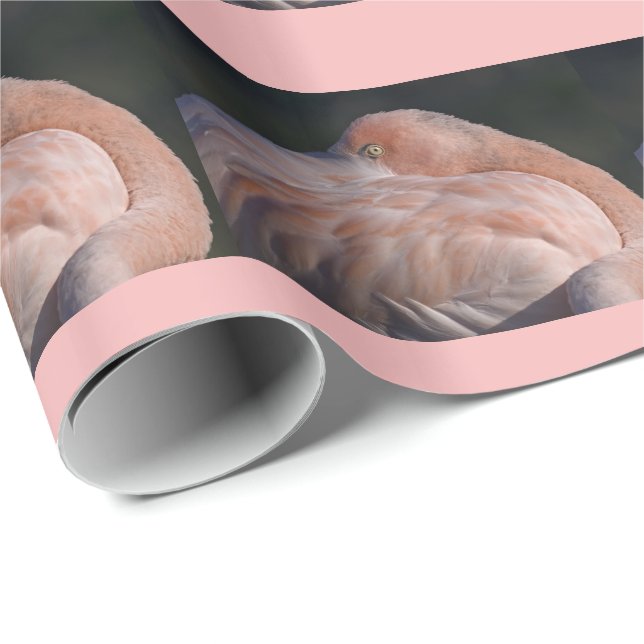 Cadeau Papier d'emballage flamant rose dormant (Coin rond)