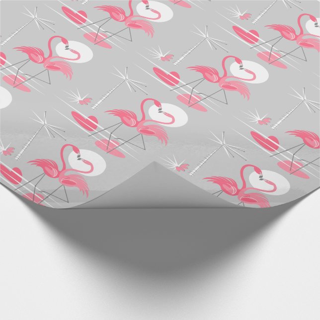 Cadeau papier d'emballage Flamant rose Love (Coin)