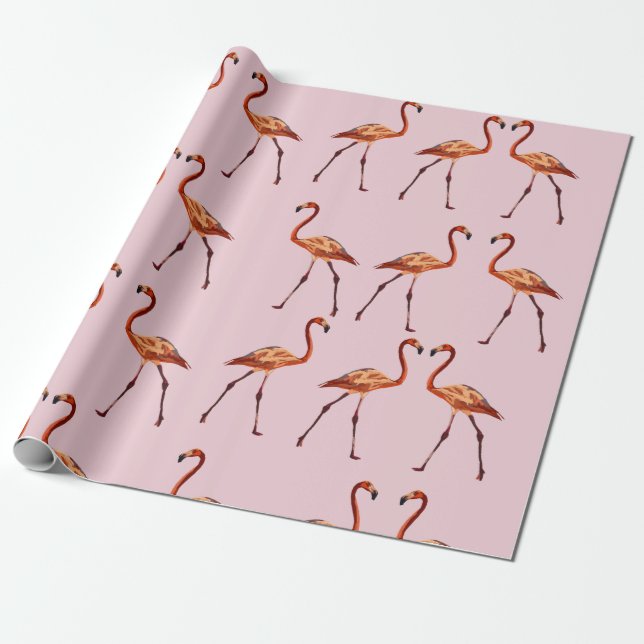 Cadeau Papier d'emballage Flamants Roses (Déroulé)