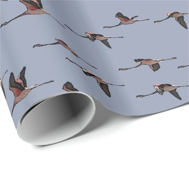 Cadeau Papier d'emballage Flamants volants (Coin rond)