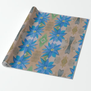 Cadeau Papier d'emballage Fleur Bleue