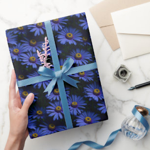 Cadeau Papier d'emballage fleur d'aster bleu royal