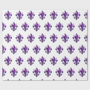 Cadeau papier d'emballage fleur de lys violet