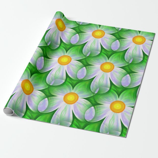 Cadeau papier d'emballage fleur marguerite (Déroulé)