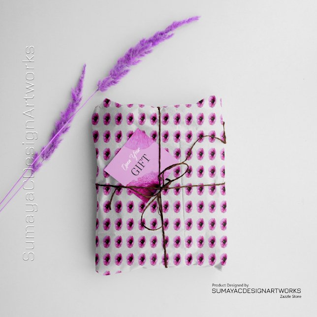 Cadeau Papier d'emballage fleur rose minimal blanc (Créateur téléchargé)