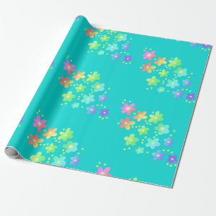 Cadeau Papier d'emballage Fleurs Dégradé Arc-en-ciel