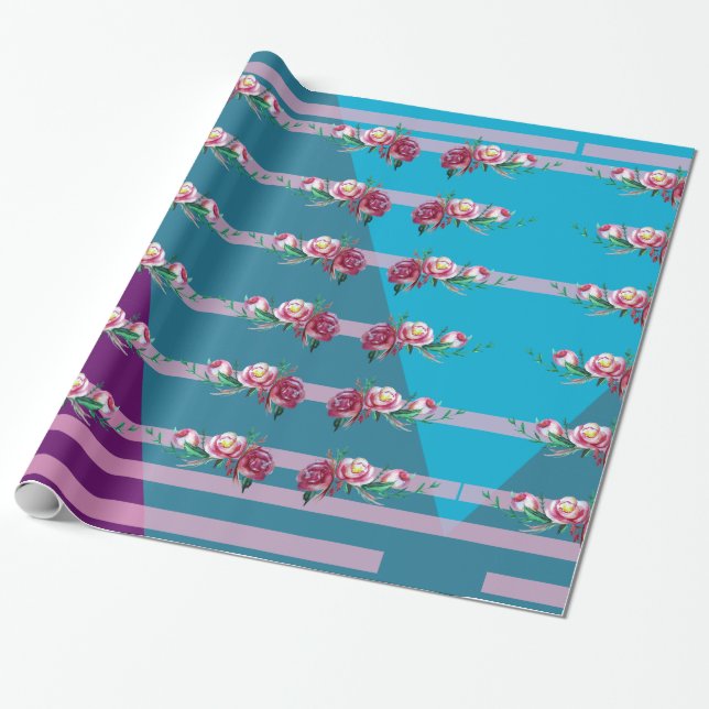 Cadeau Papier d'emballage Fleurs et couleurs (Déroulé)