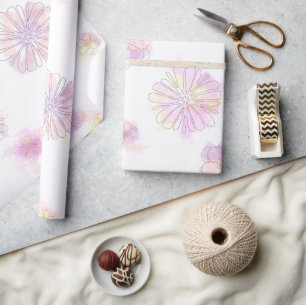 Cadeau Papier d'emballage Fleurs printanières à l'aquarel
